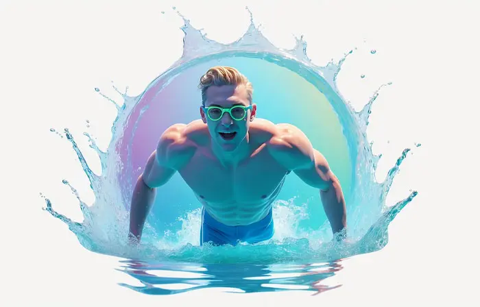 Aquatic Artist with a Swimming Costume 3D Cartoon Illustration
